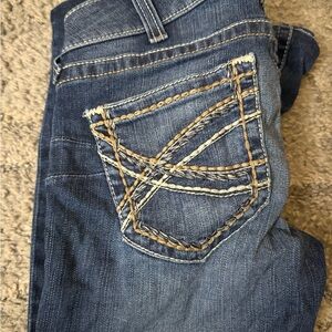 Ariat Dark Blue Jeans with Tan Stitching